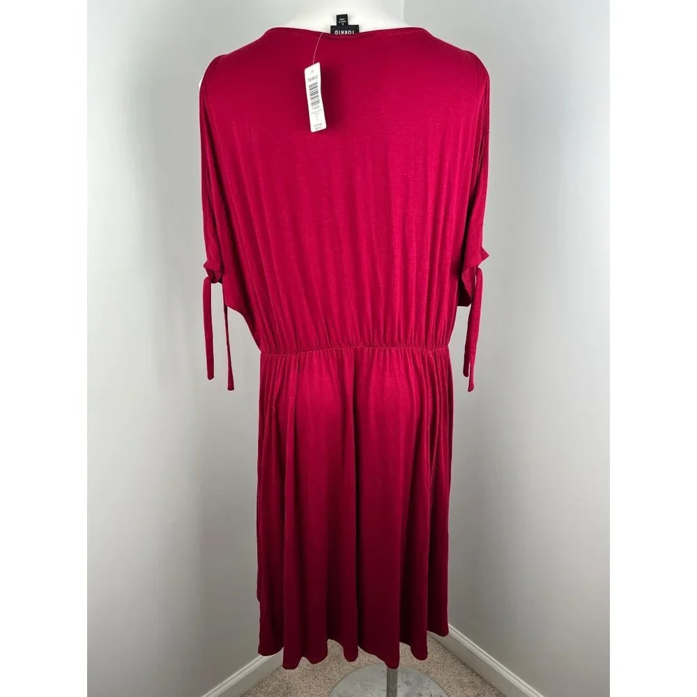 Torrid Red Jersey Cold Shoulder Stretch Dress 2X - Picture 4 of 7